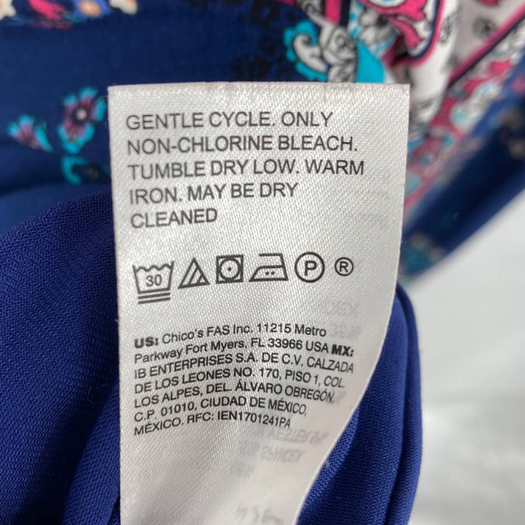 Chico's Medallion-Print Tie Sleeve Shift Midi Dress - M/8 (Chico's Size 1) - Picture 8 of 9